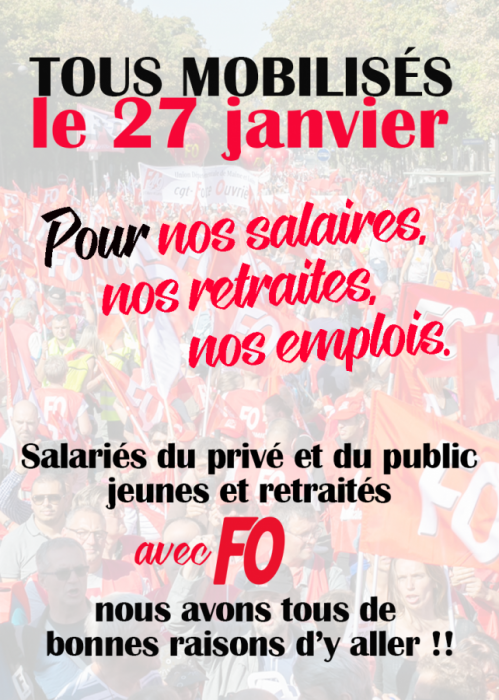 Salaires :  le 27 janvier, l'heure est désormais à la mobilisation de toutes et tous !