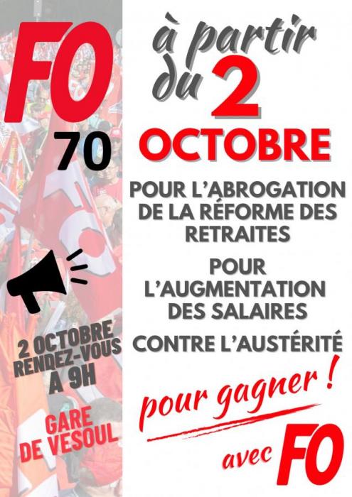 Manifestation à Vesoul - Rendez-vous devant la Gare à 9h