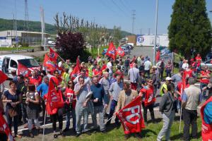 26 mai 2016 blocage des camions aux entrées de PSA Vesoul