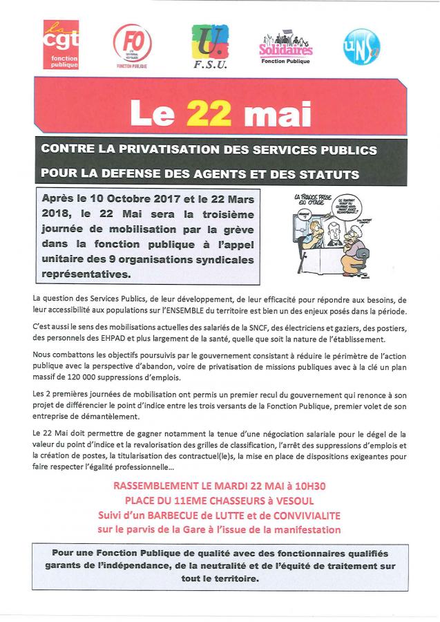 Manifestation MARDI 22 MAI 2018 à 10H30